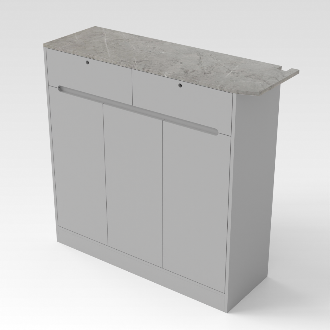 Light Gray & Brown Stone Grain Shoe Cabinet