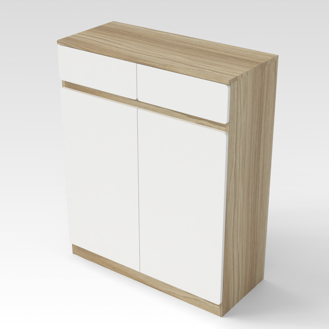 Country Oak & Warm White Shoe Cabinet