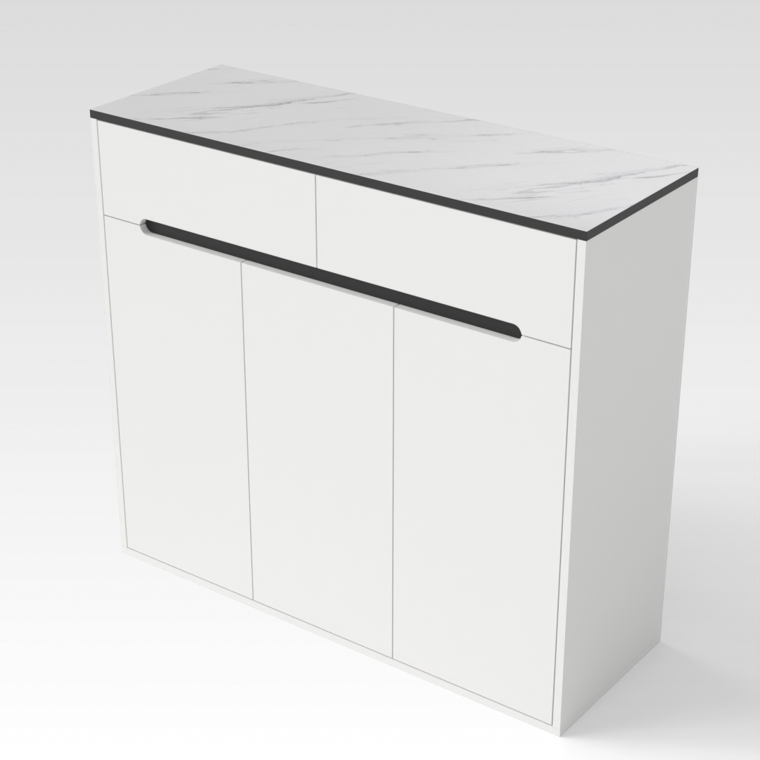 Warm White & White Marble Shoe Cabinet