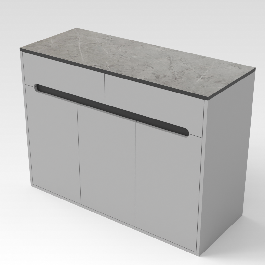Light Gray & Brown Stone-Grain Top Shoe Cabinet