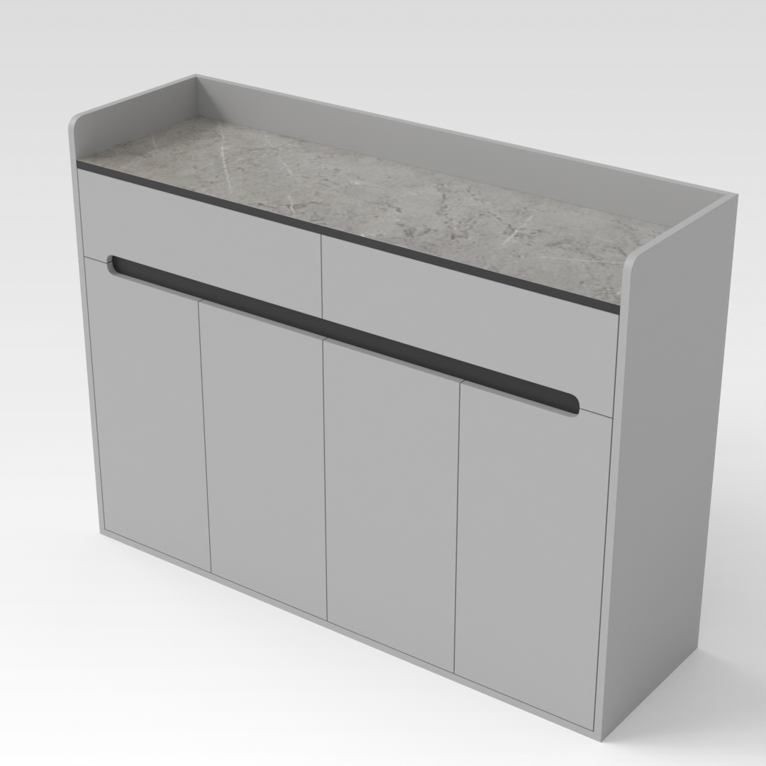 Light Gray & Brown Stone-Grain Top Shoe Cabinet
