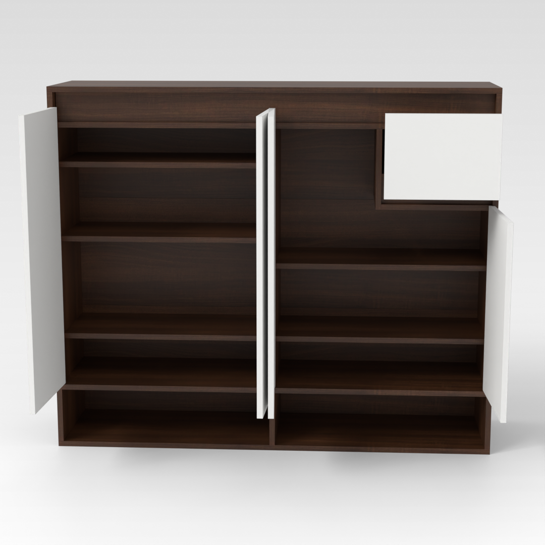 Prairie Oak & Warm White Shoe Cabinet