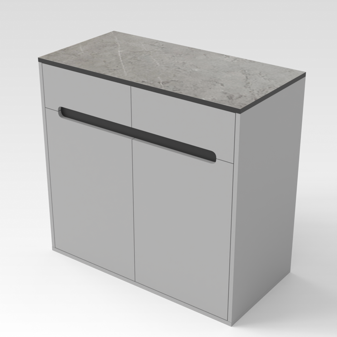 Light Gray & Brown Stone-Grain Top Shoe Cabinet