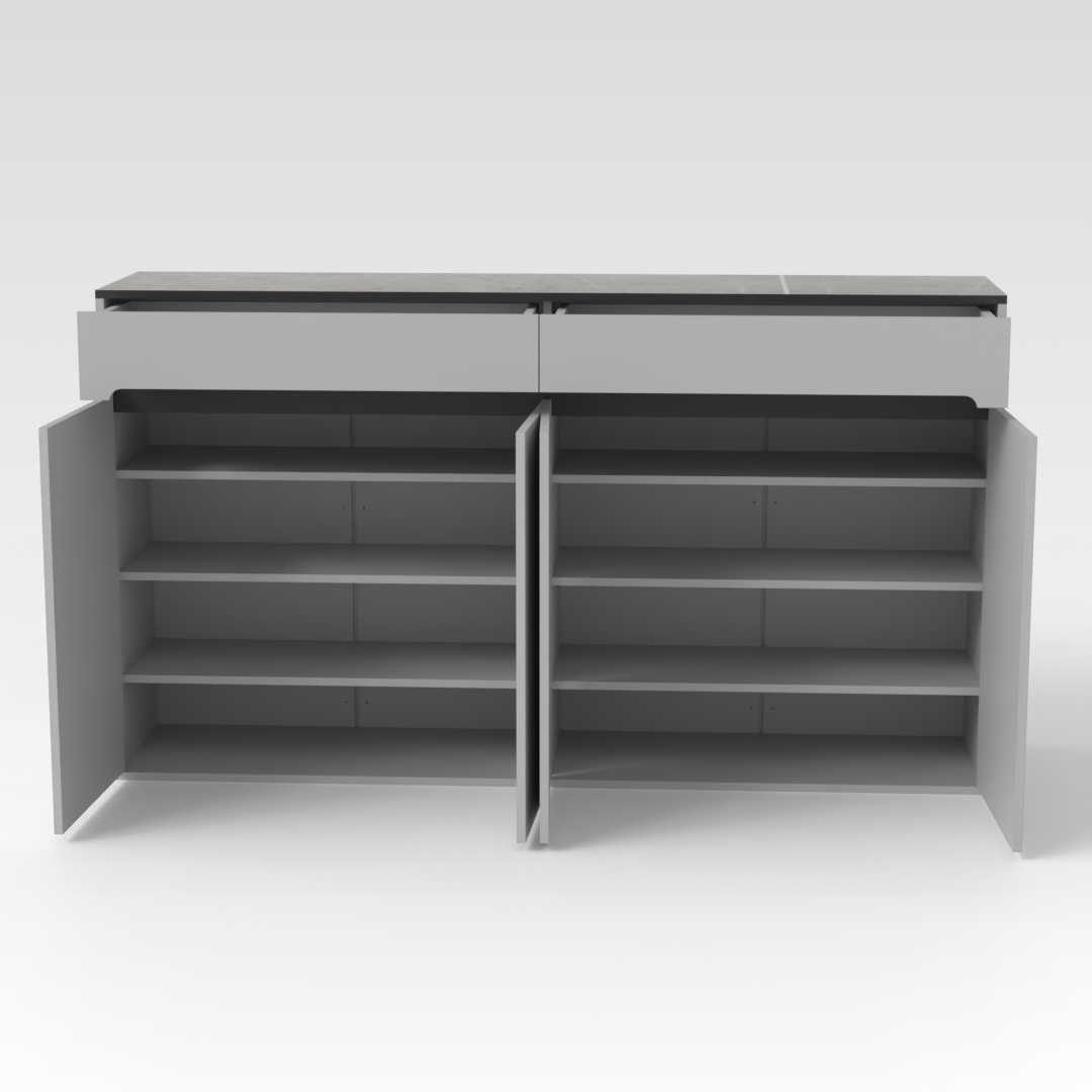 Light Gray & Black Shoe Cabinet