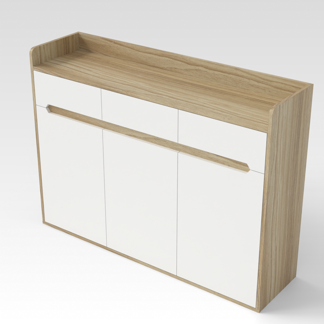 Country Oak & Warm White Shoe Cabinet
