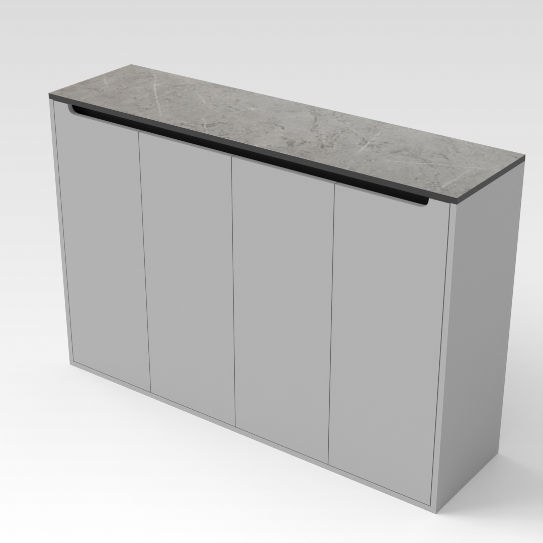Light Gray & Brown Stone-Grain Top Shoe Cabinet