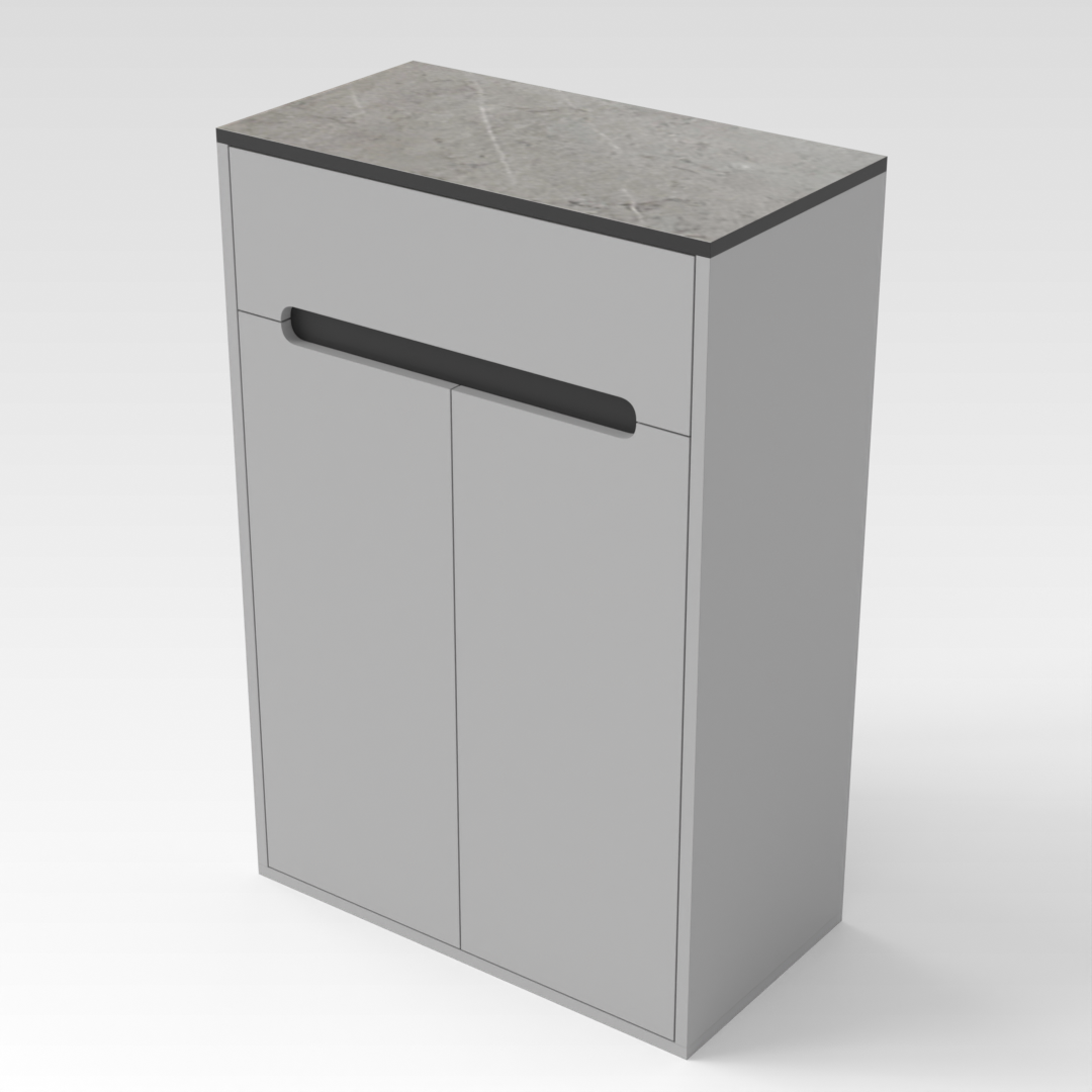 Light Gray & Brown Stone-Grain Top Shoe Cabinet