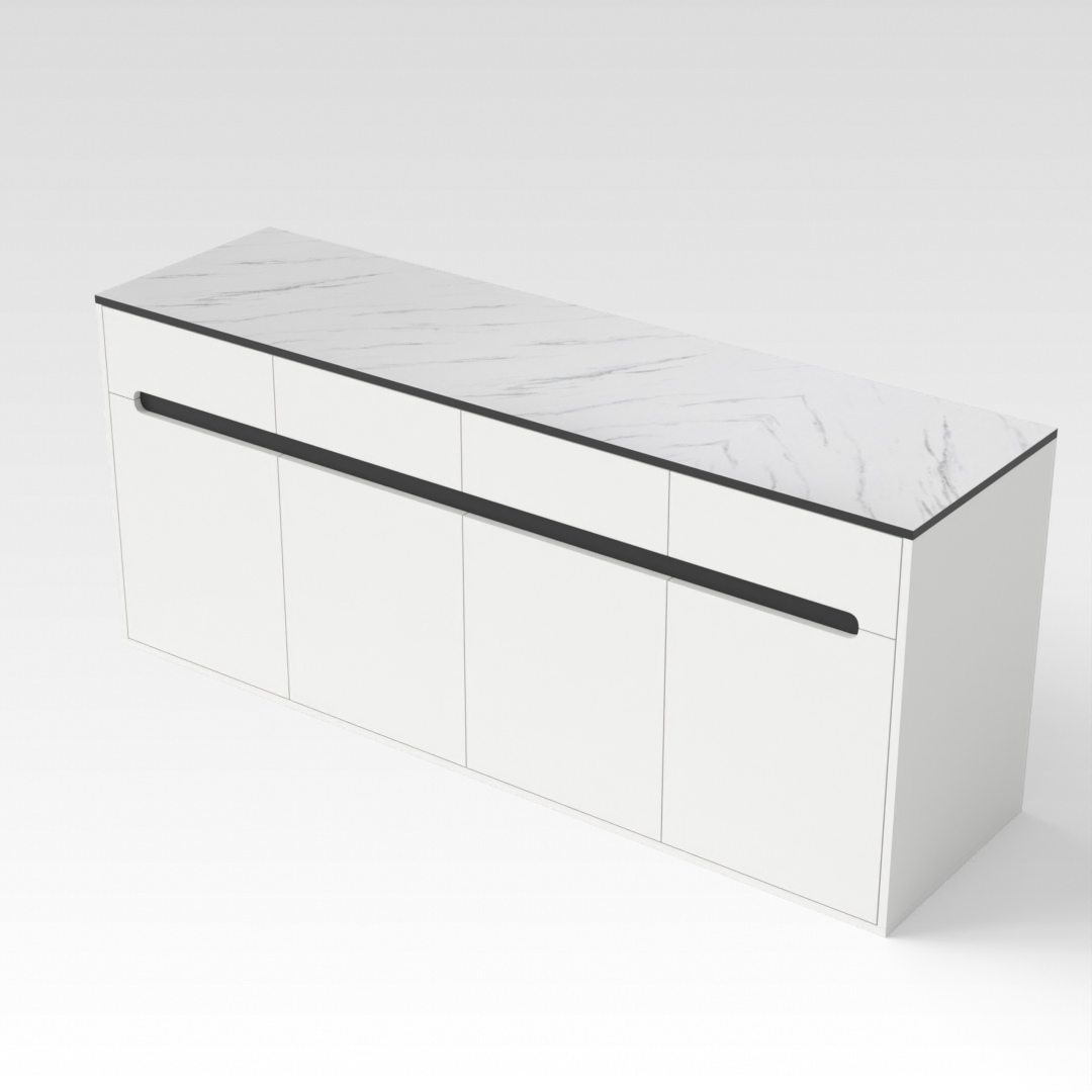 Warm White & White Marble-Grain Top Shoe Cabinet