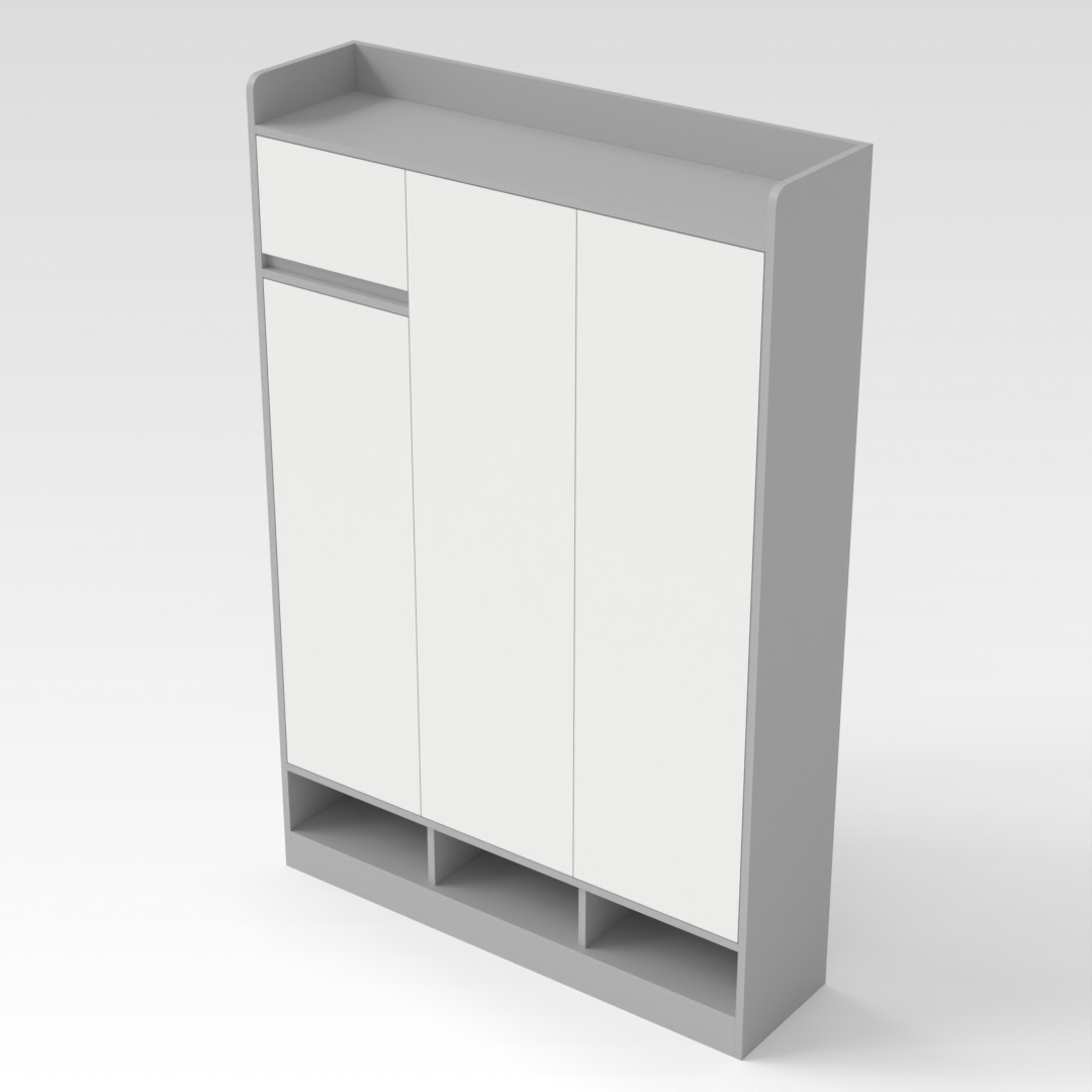 Light Gray & Warm White Shoe Cabinet