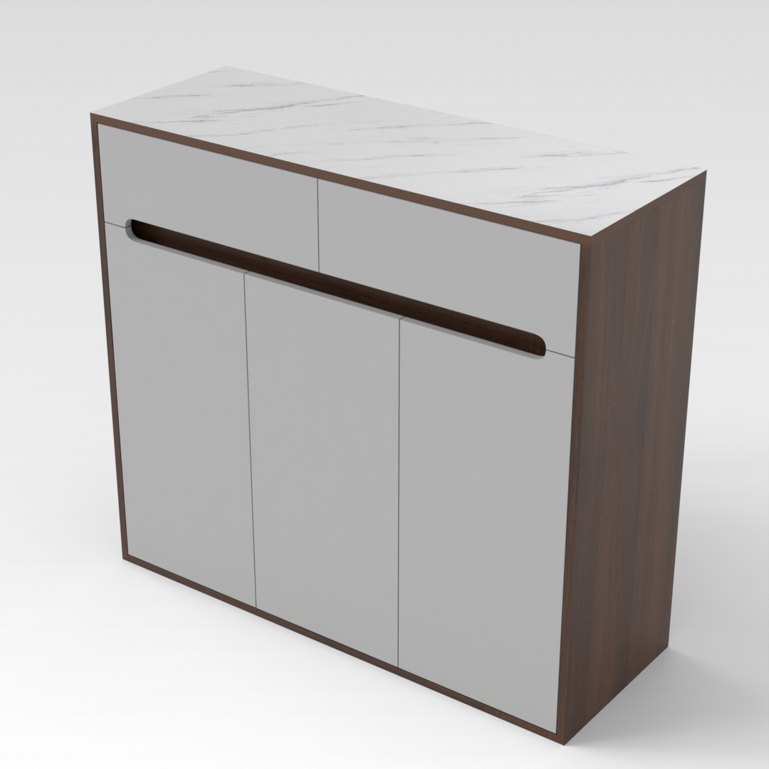 Prairie Oak & Light Gray Shoe Cabinet