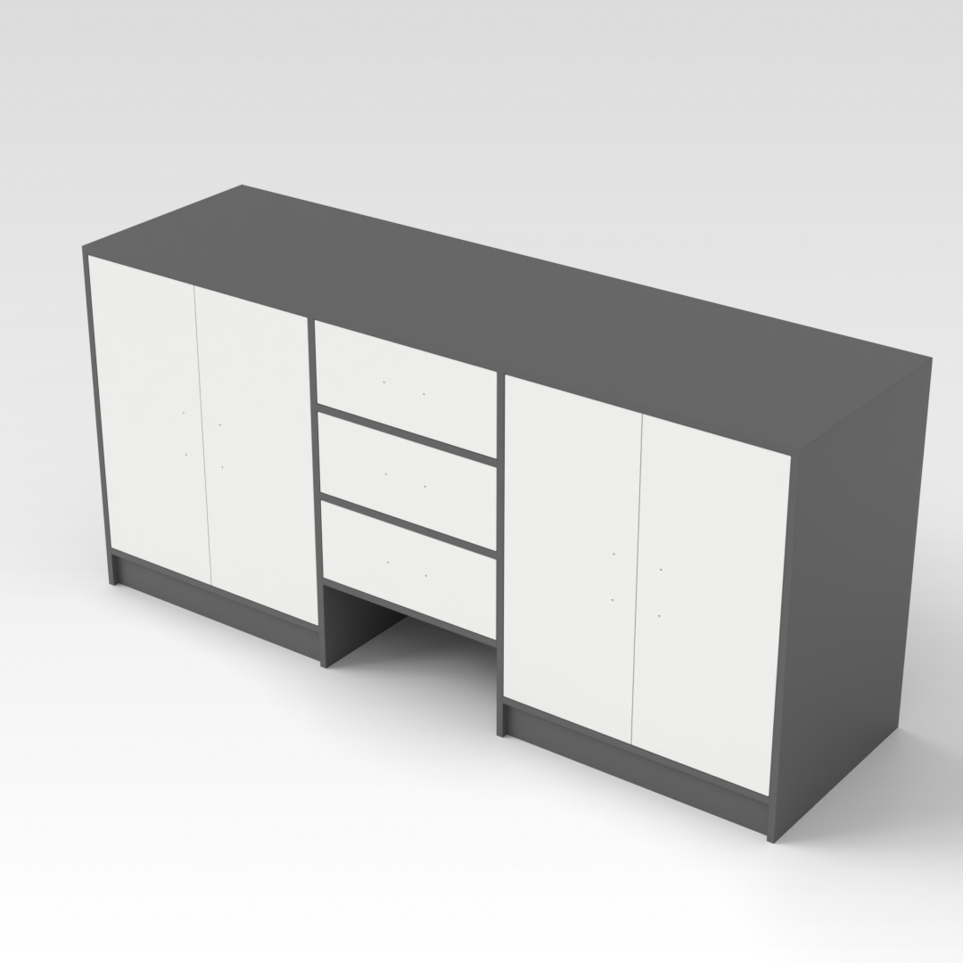Sky Gray & Warm White TV Stand