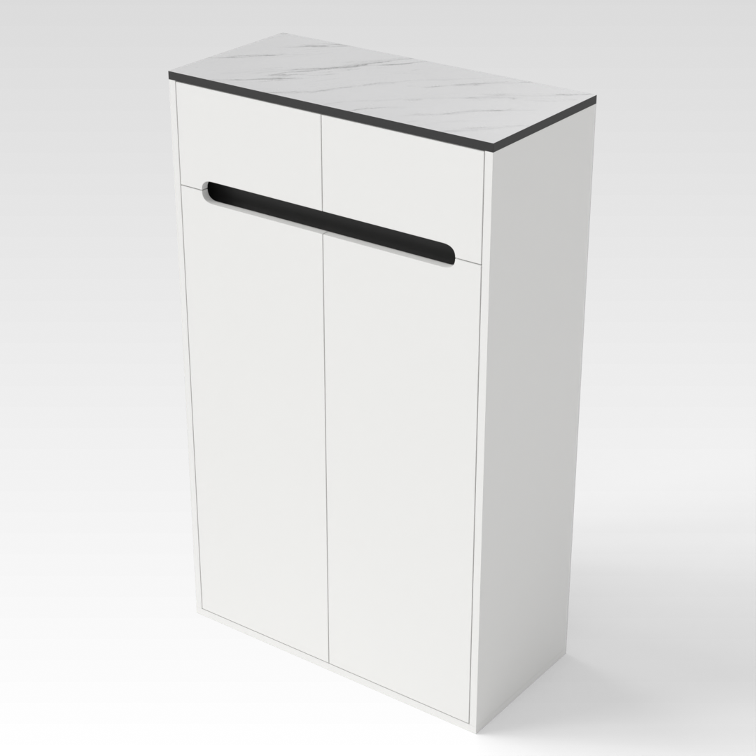 Warm White & White Marble Shoe Cabinet