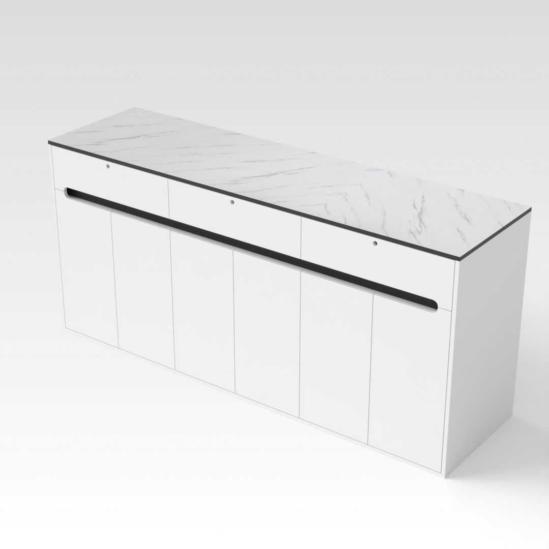 Warm White & White Marble-Grain Top Shoe Cabinet
