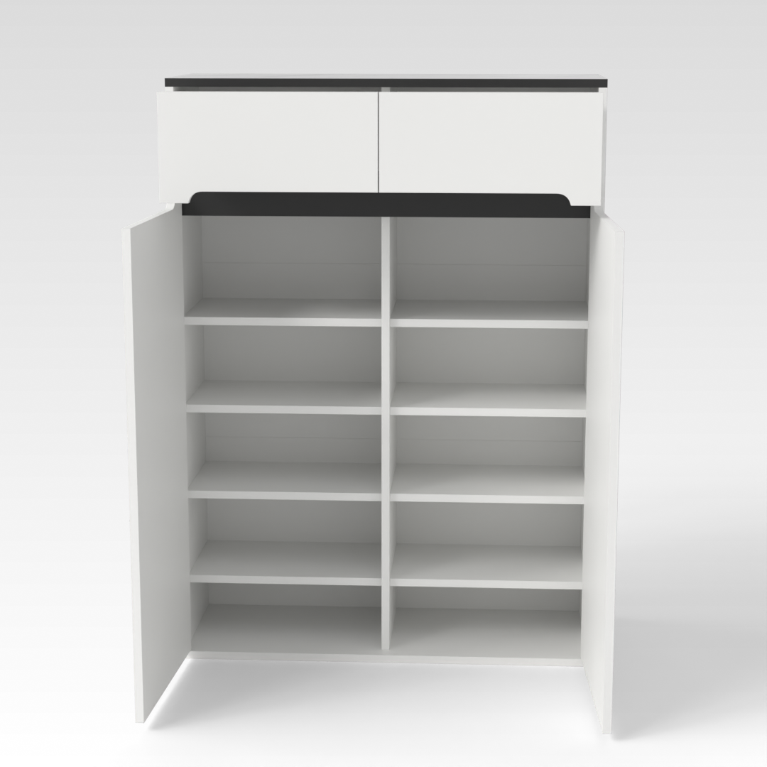Warm White & White Marble Shoe Cabinet