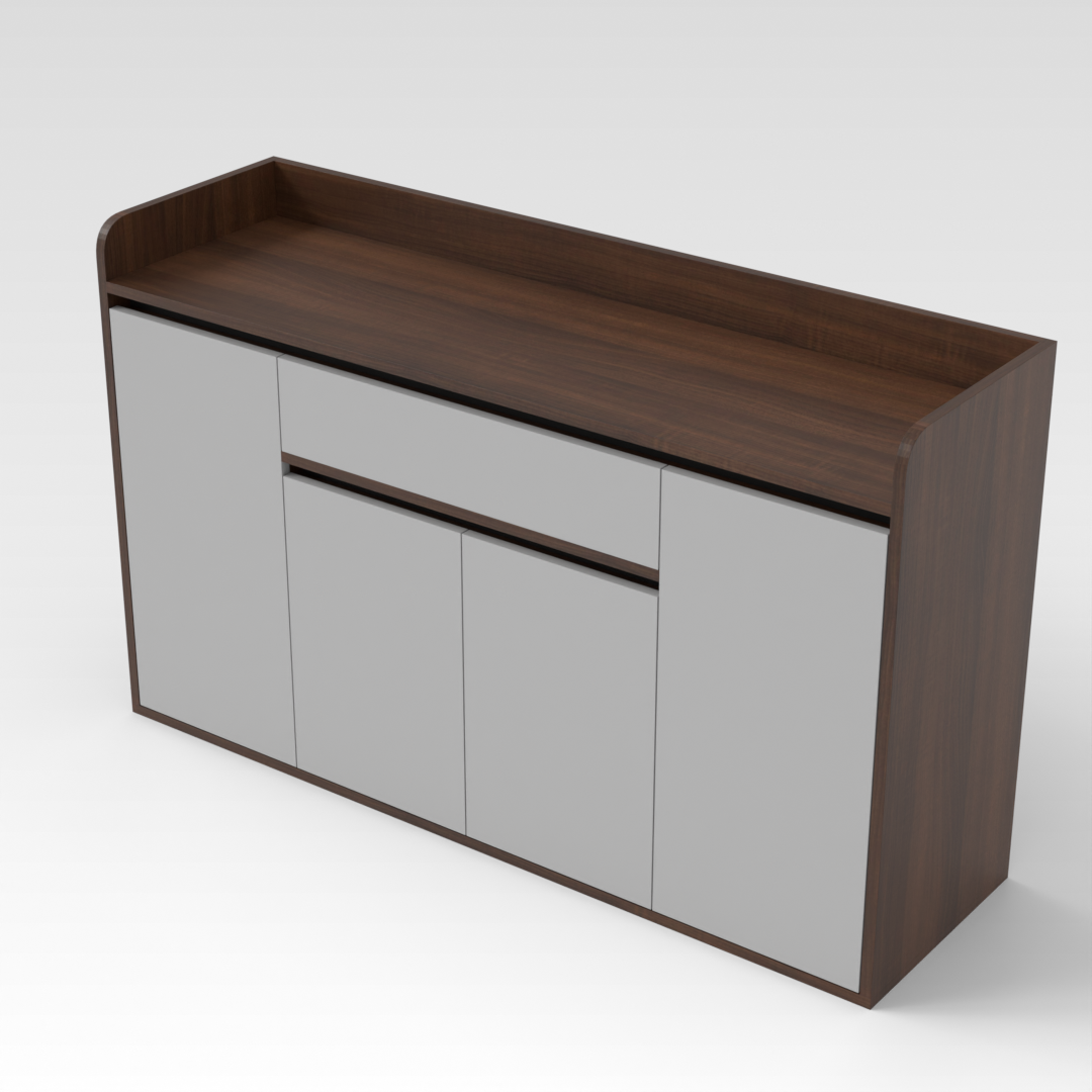 Prairie Oak & Light Gray Shoe Cabinet