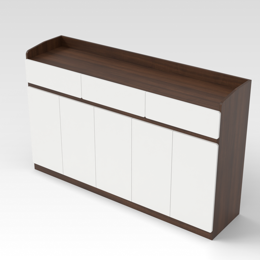 Prairie Oak & Warm White Shoe Cabinet