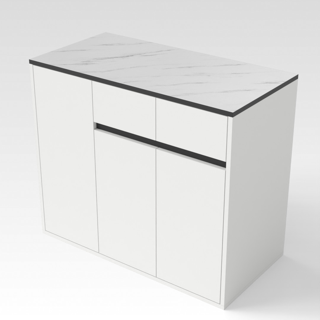 Warm White & White Marble Shoe Cabinet