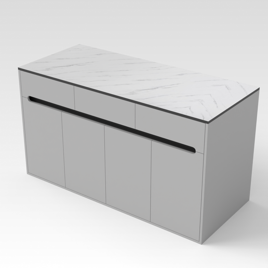 Light Gray & White Marble Shoe Cabinet