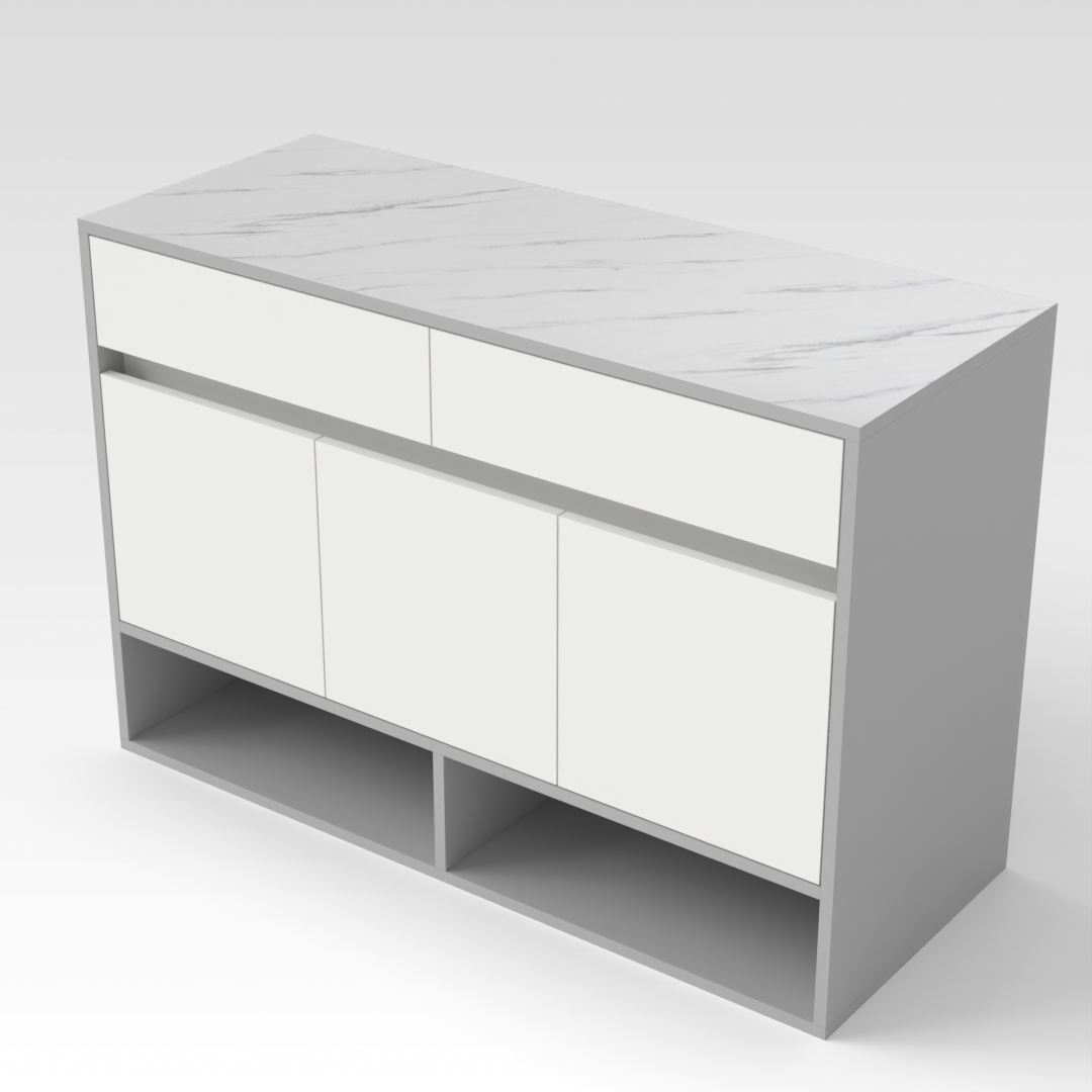Light Gray & White Marble Top Shoe Cabinet