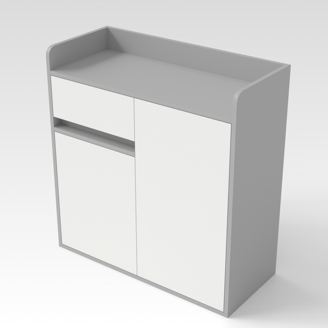 Light Gray & Warm White Shoe Cabinet