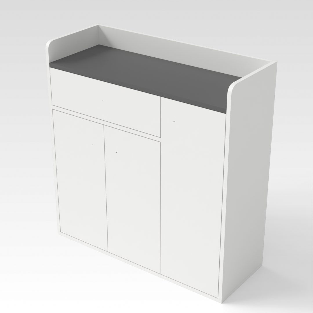 Warm White & Sky Gray Shoe Cabinet