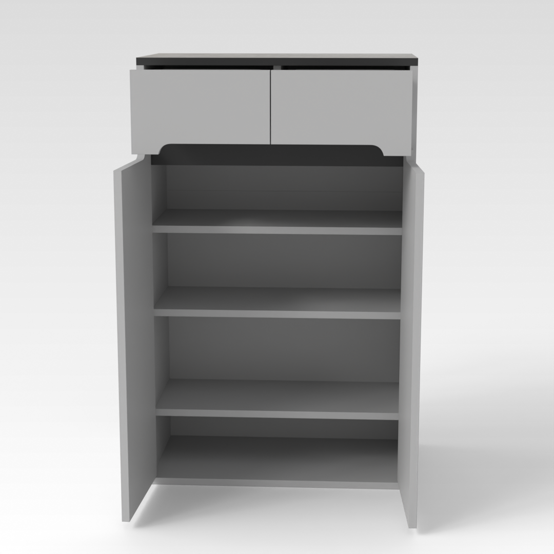 Light Gray & Brown Stone Grain Shoe Cabinet