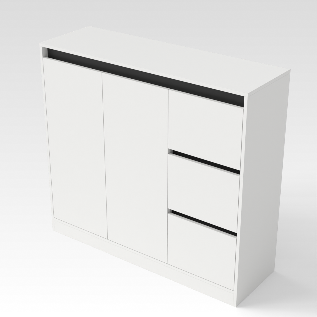 Warm White & Black Front Panel Sideboard
