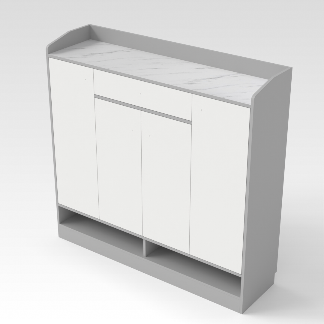 Light Gray & Warm White Shoe Cabinet