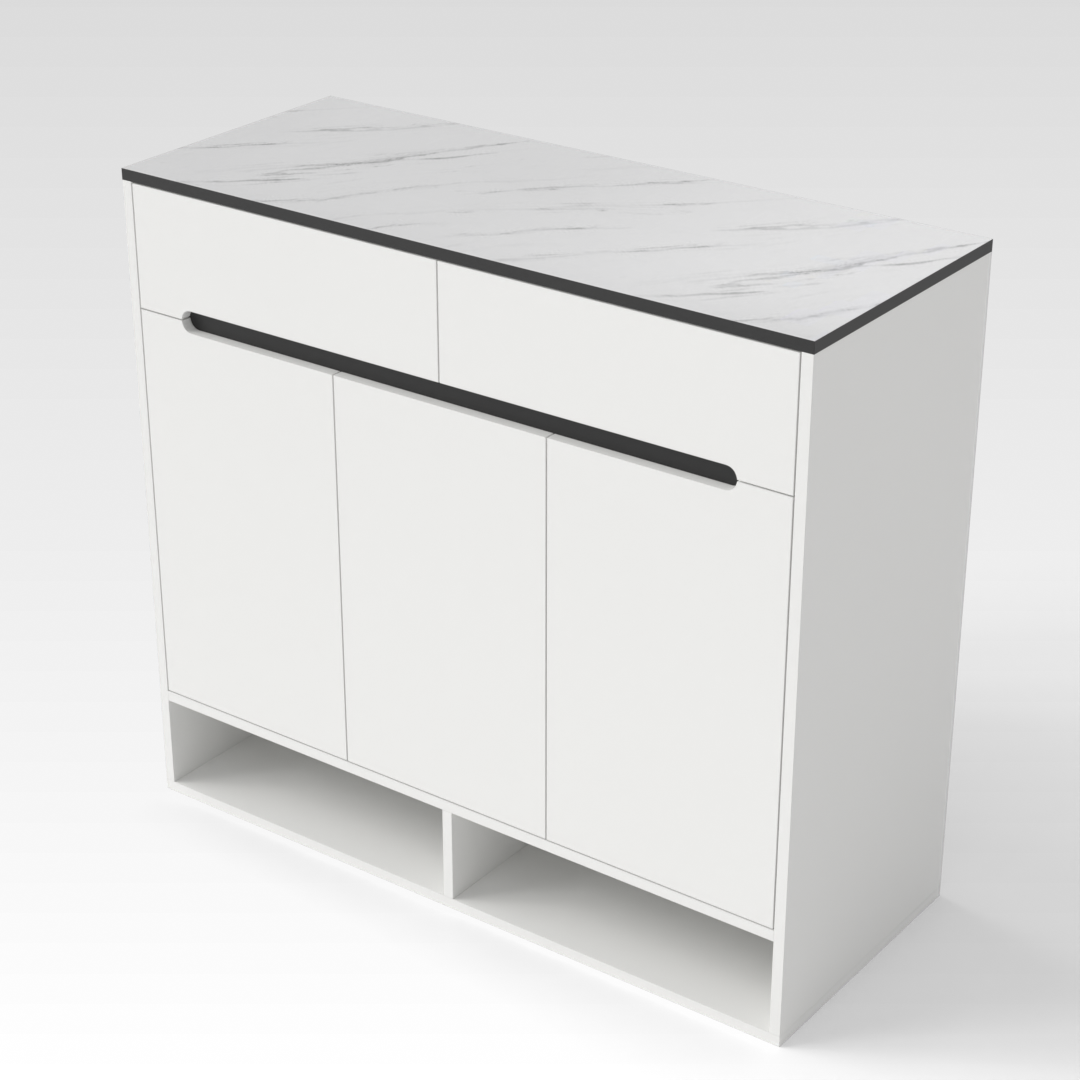 Warm White & White Marble Shoe Cabinet