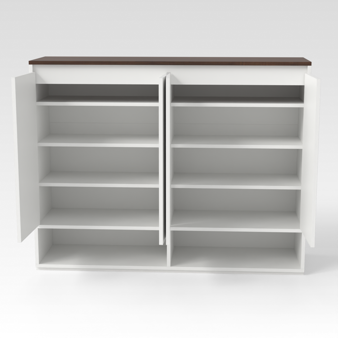 Warm White & Prairie Oak Top Shoe Cabinet