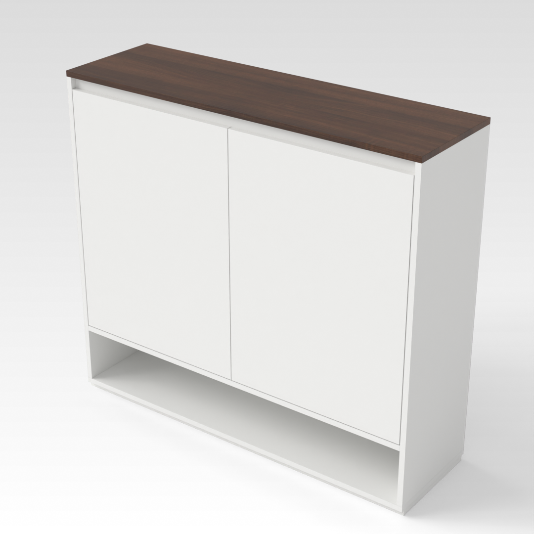 Warm White & Prairie Oak Top Shoe Cabinet