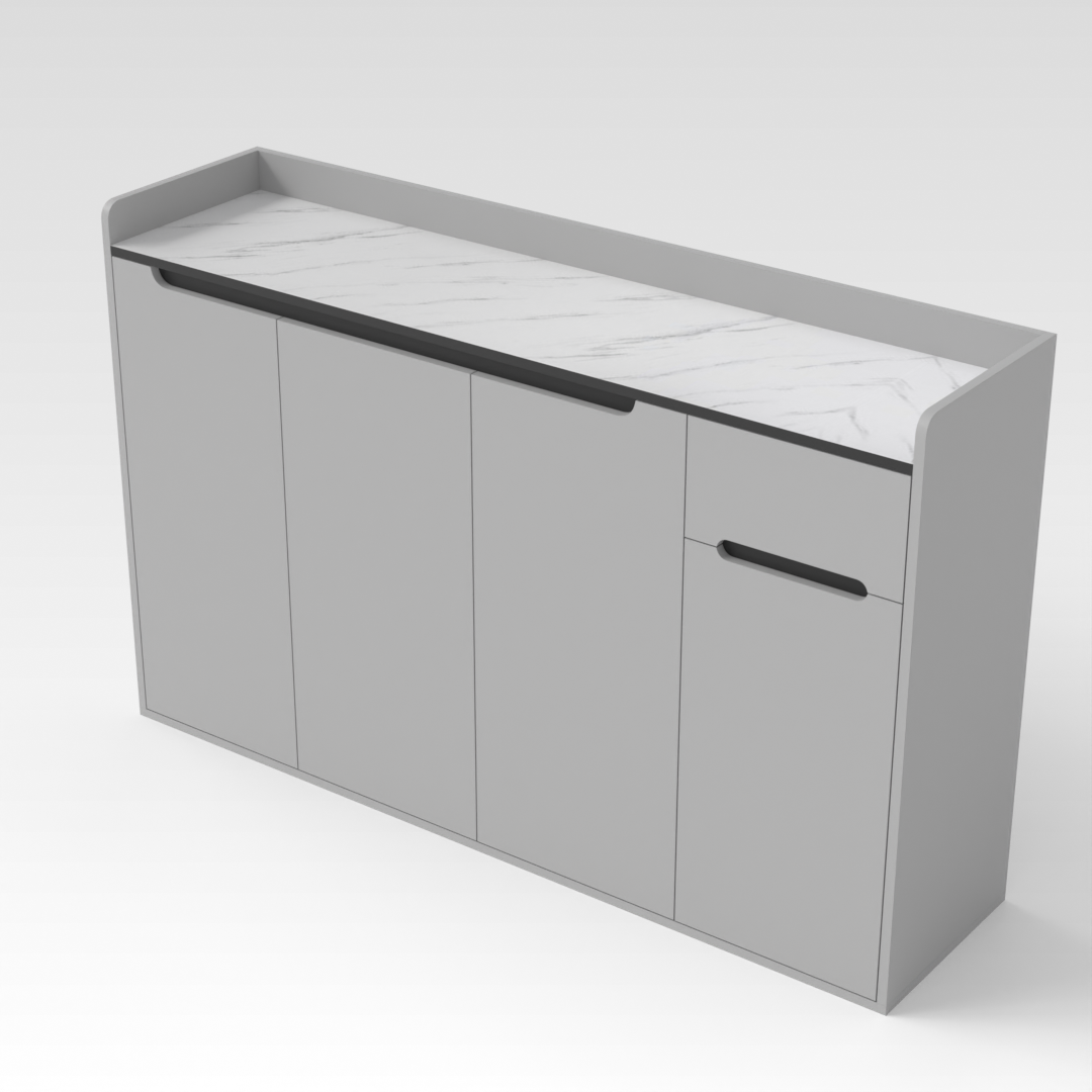 Light Gray & White Marble Shoe Cabinet