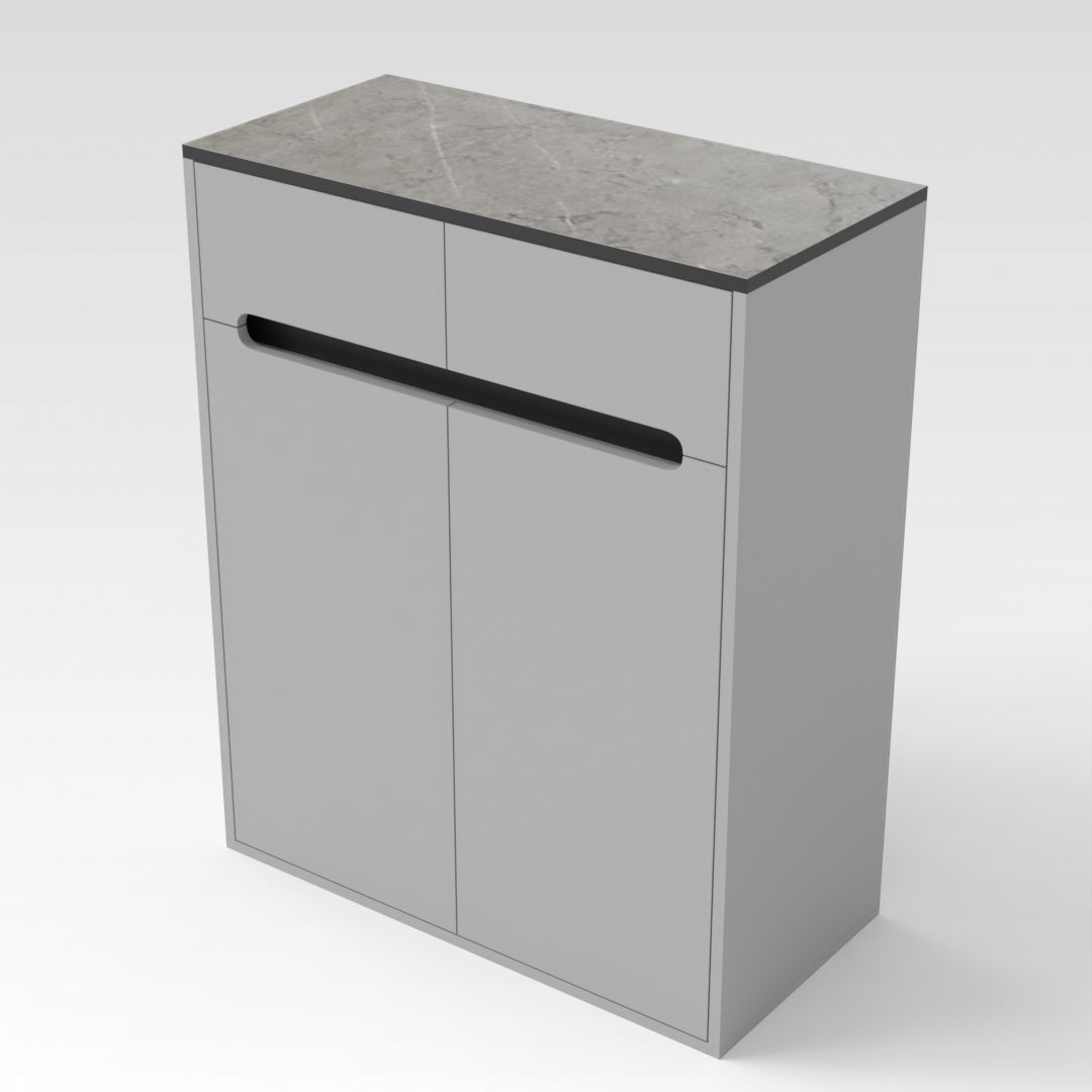 Light Gray & Brown Stone-Grain Top Shoe Cabinet