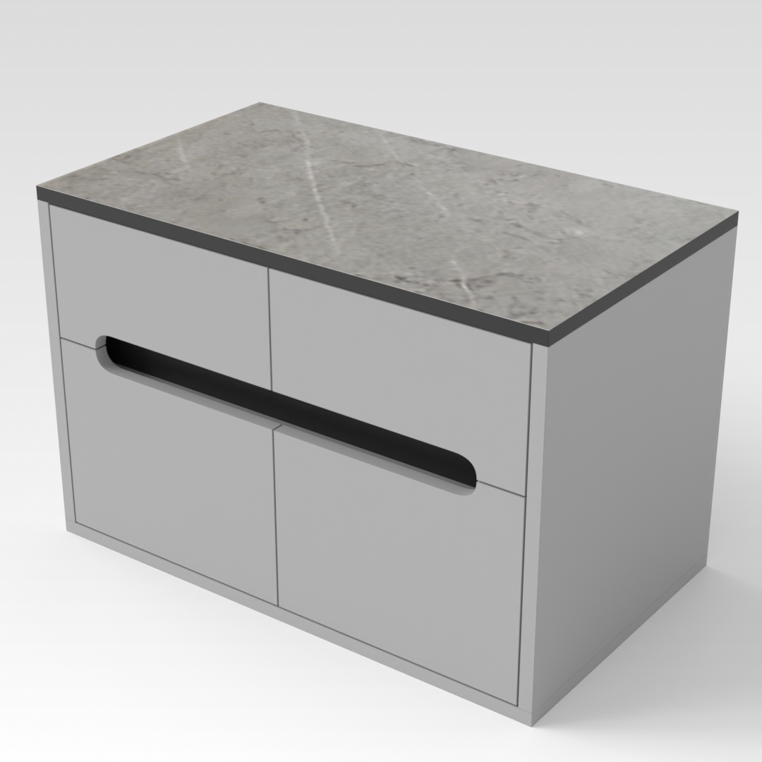 Light Gray & Brown Stone-Grain Top Shoe Cabinet