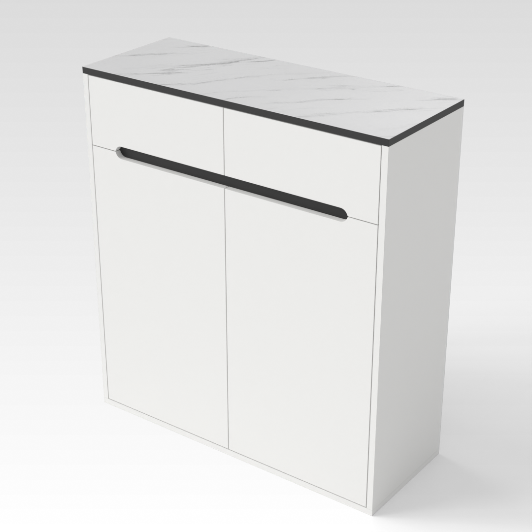 Warm White & White Marble Shoe Cabinet