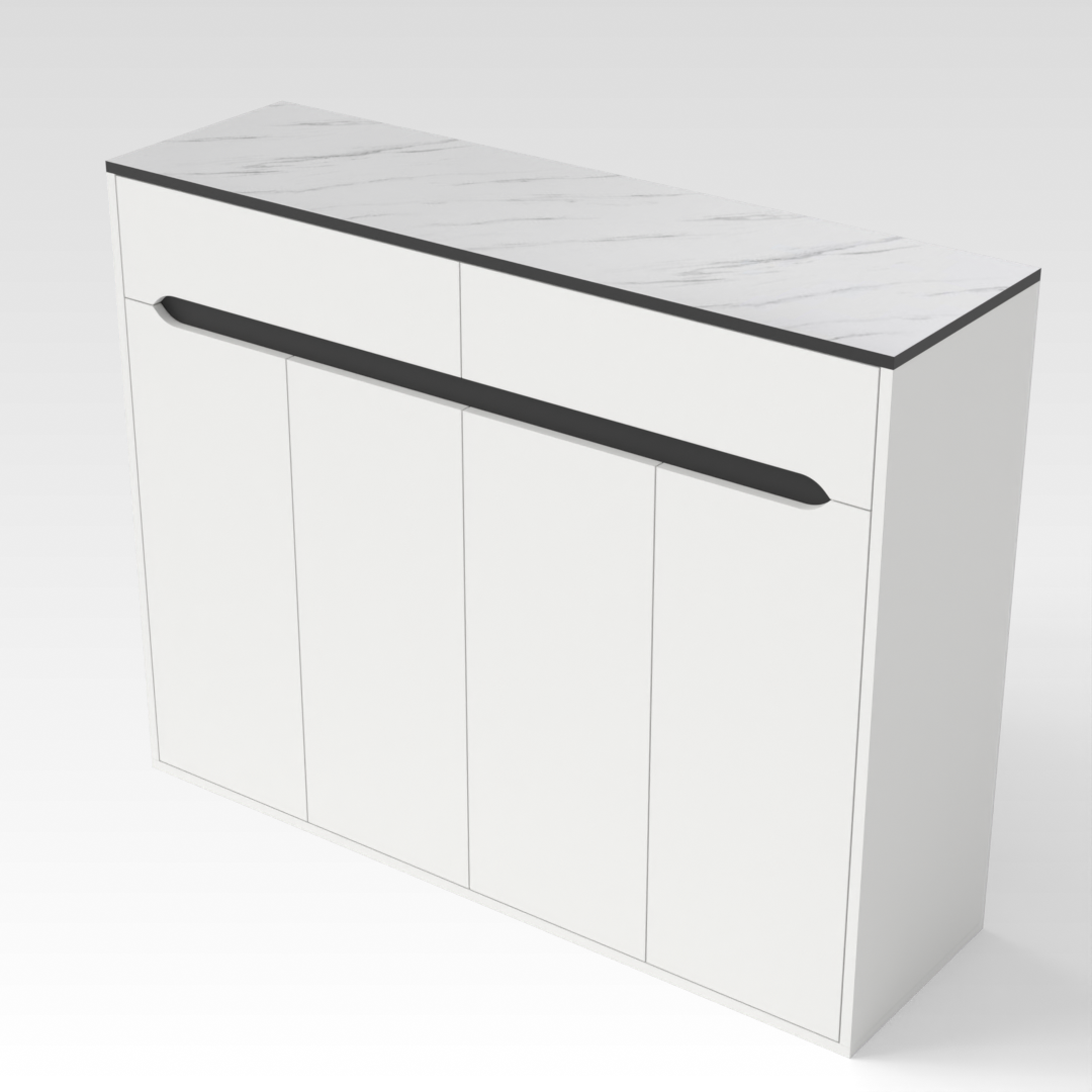 Warm White & White Marble Shoe Cabinet