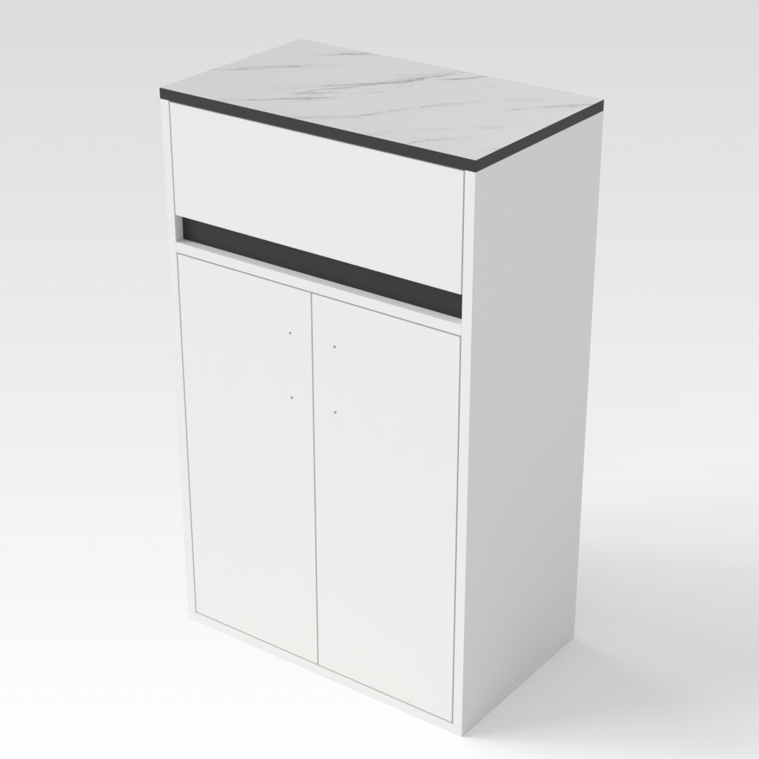 Warm White & White Marble Shoe Cabinet
