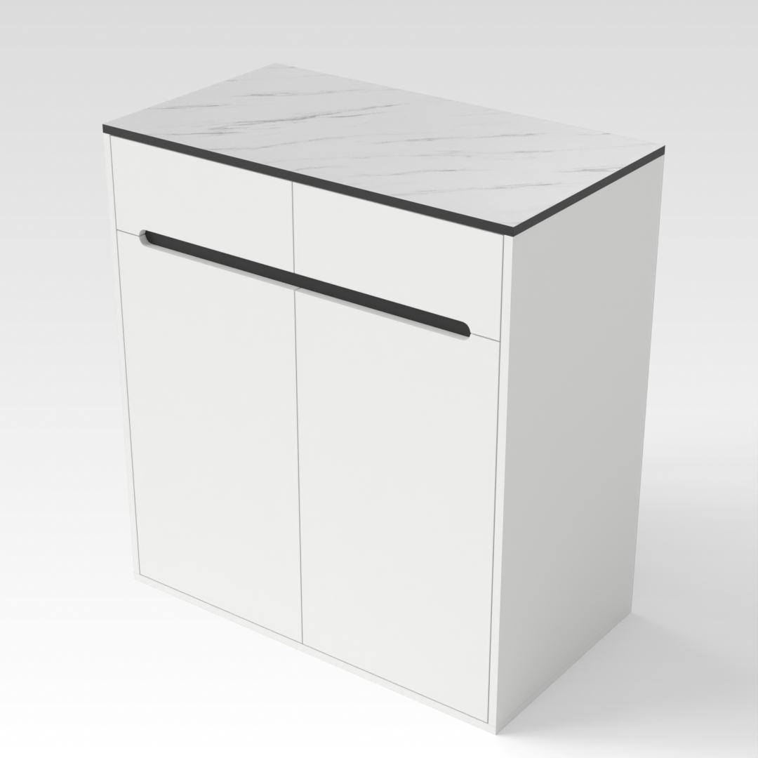 Warm White & White Marble Shoe Cabinet