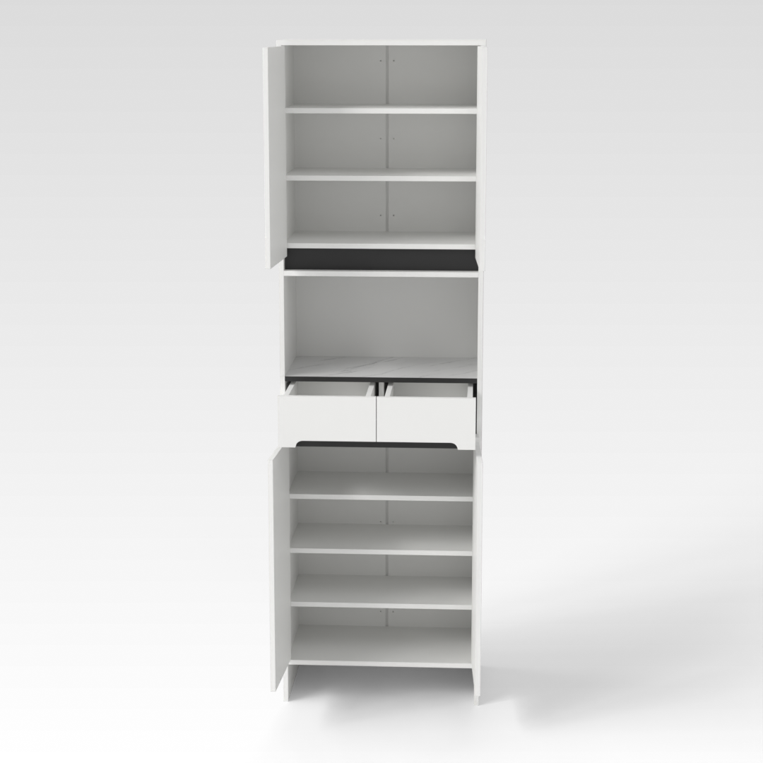 Warm White & White Marble Shoe Cabinet