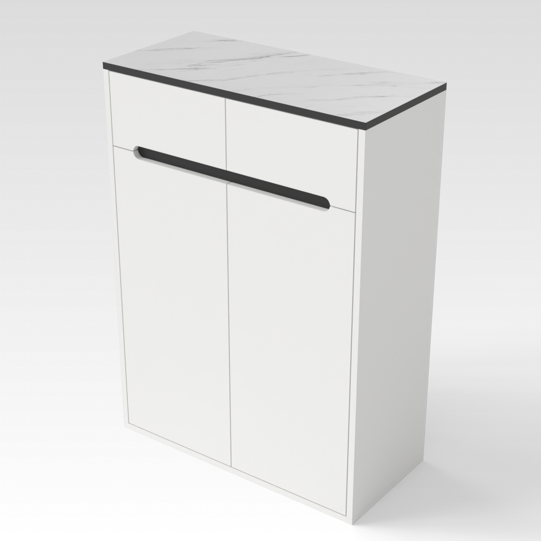 Warm White & White Marble Shoe Cabinet