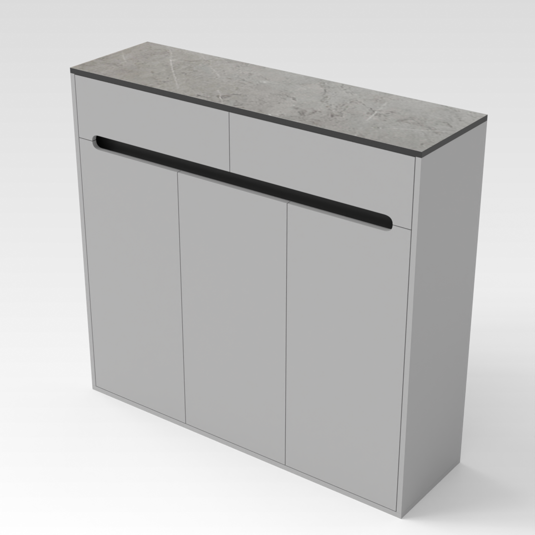 Light Gray & Brown Stone Grain Top Shoe Cabinet