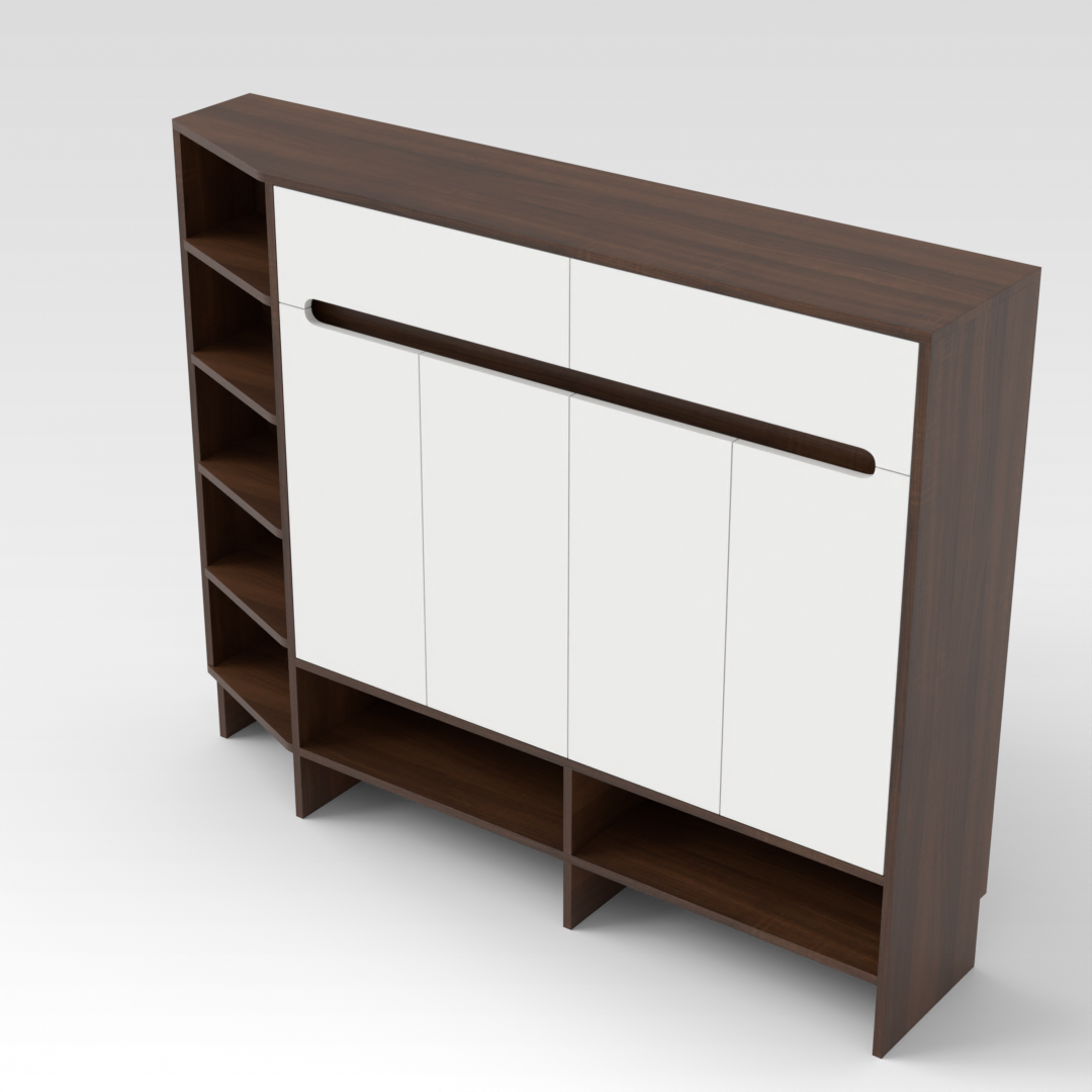 Prairie Oak & Warm White Shoe Cabinet