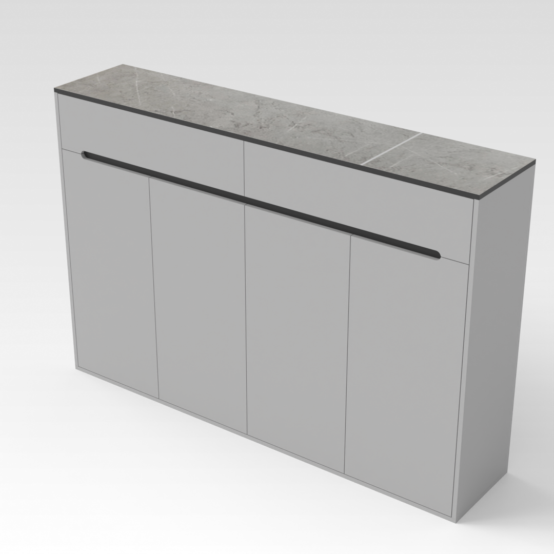 Light Gray & Brown Stone Grain Shoe Cabinet