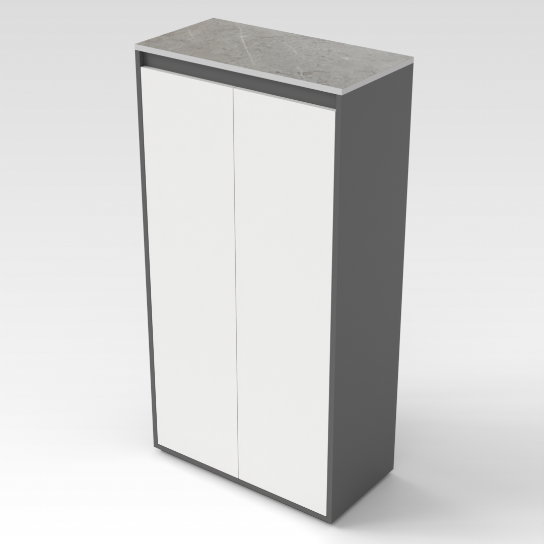 Sky Gray & Warm White Shoe Cabinet
