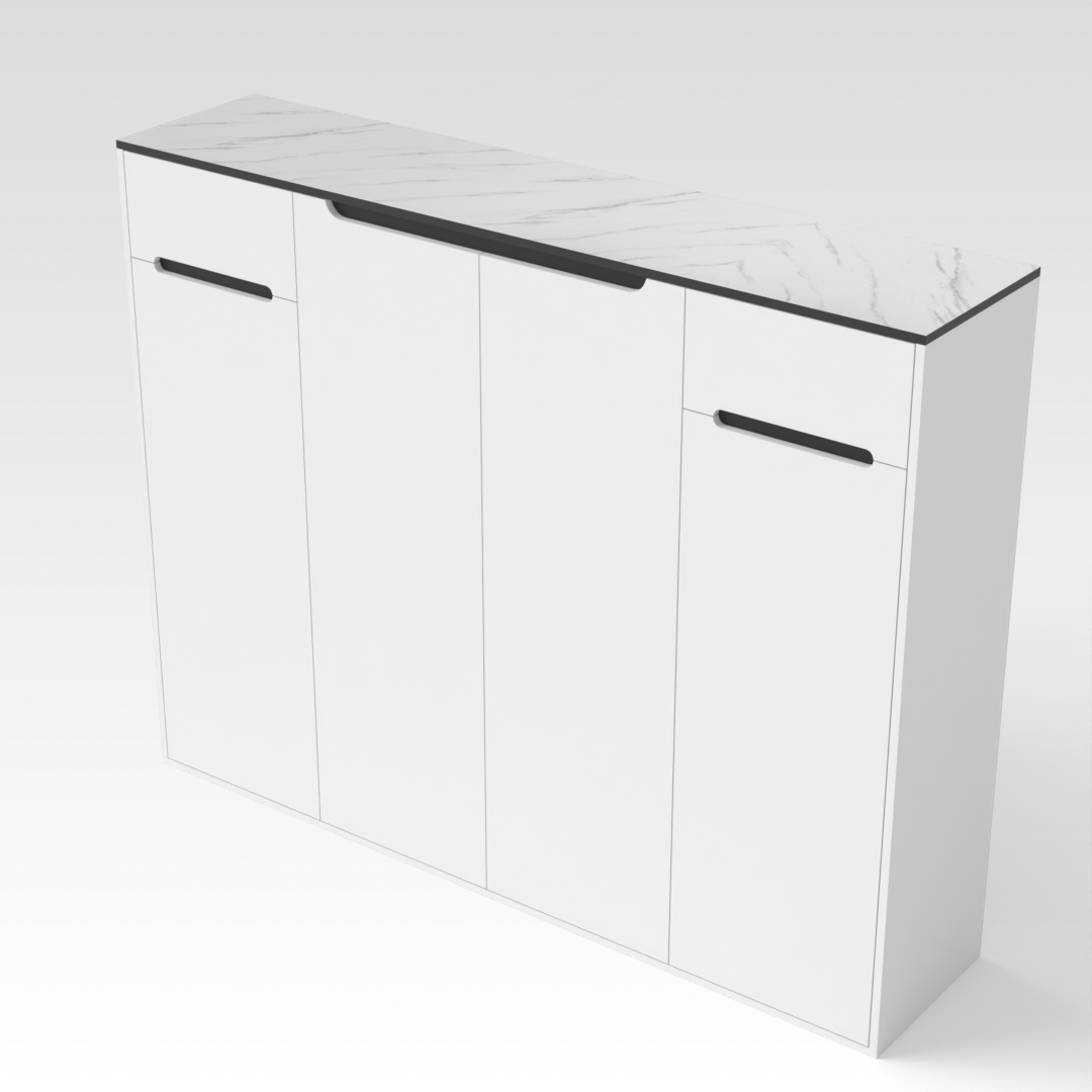 Warm White & White Marble Shoe Cabinet
