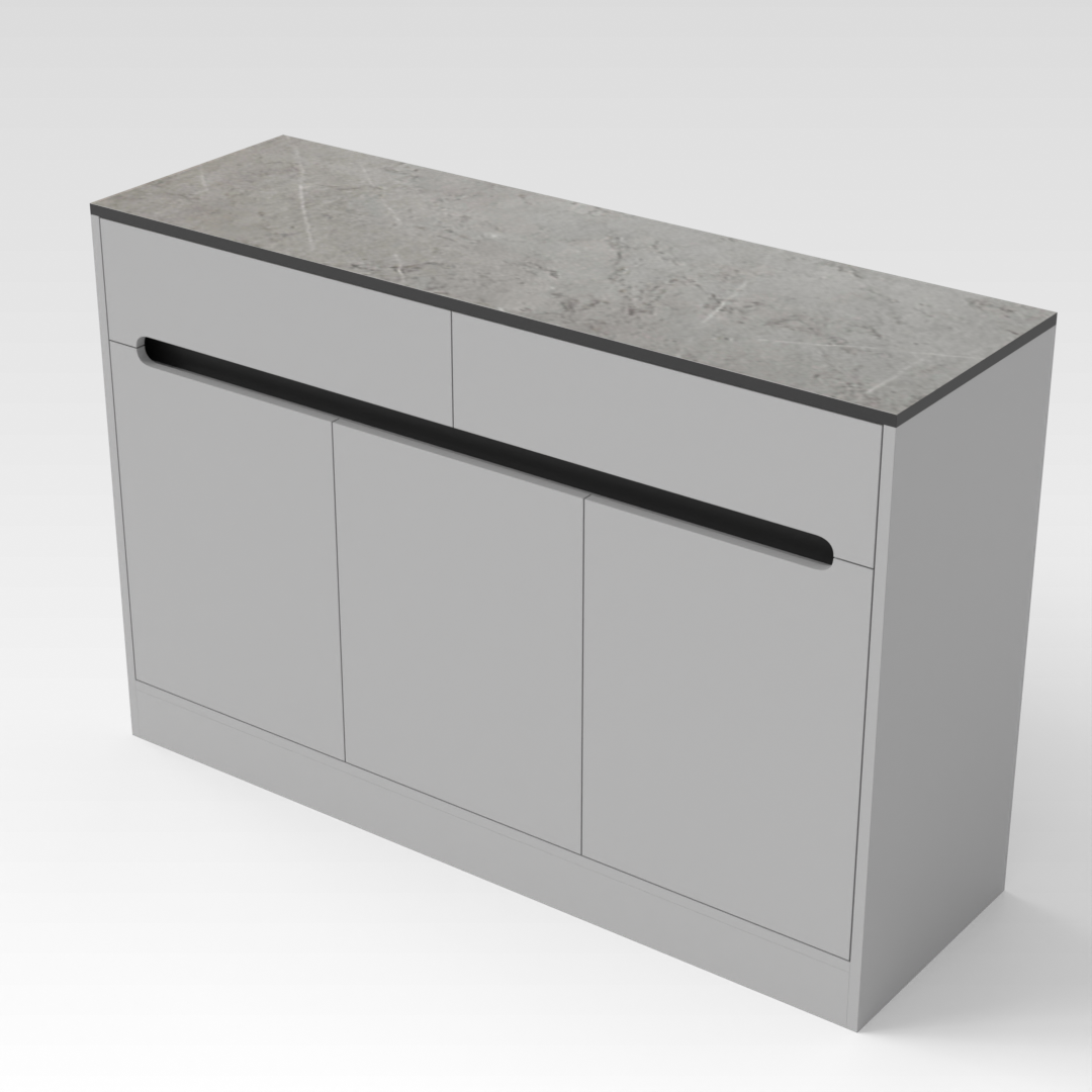 Light Gray & Brown Stone-Grain Top Shoe Cabinet