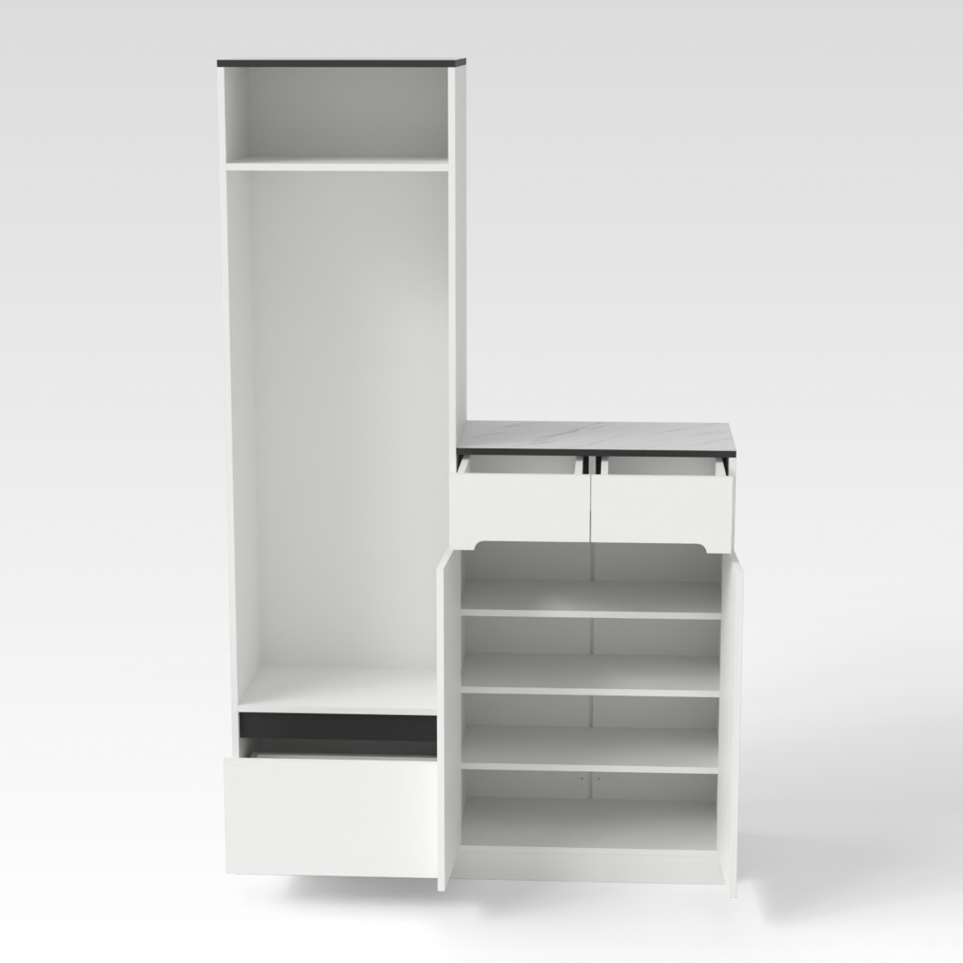 Warm White & White Marble Shoe Cabinet