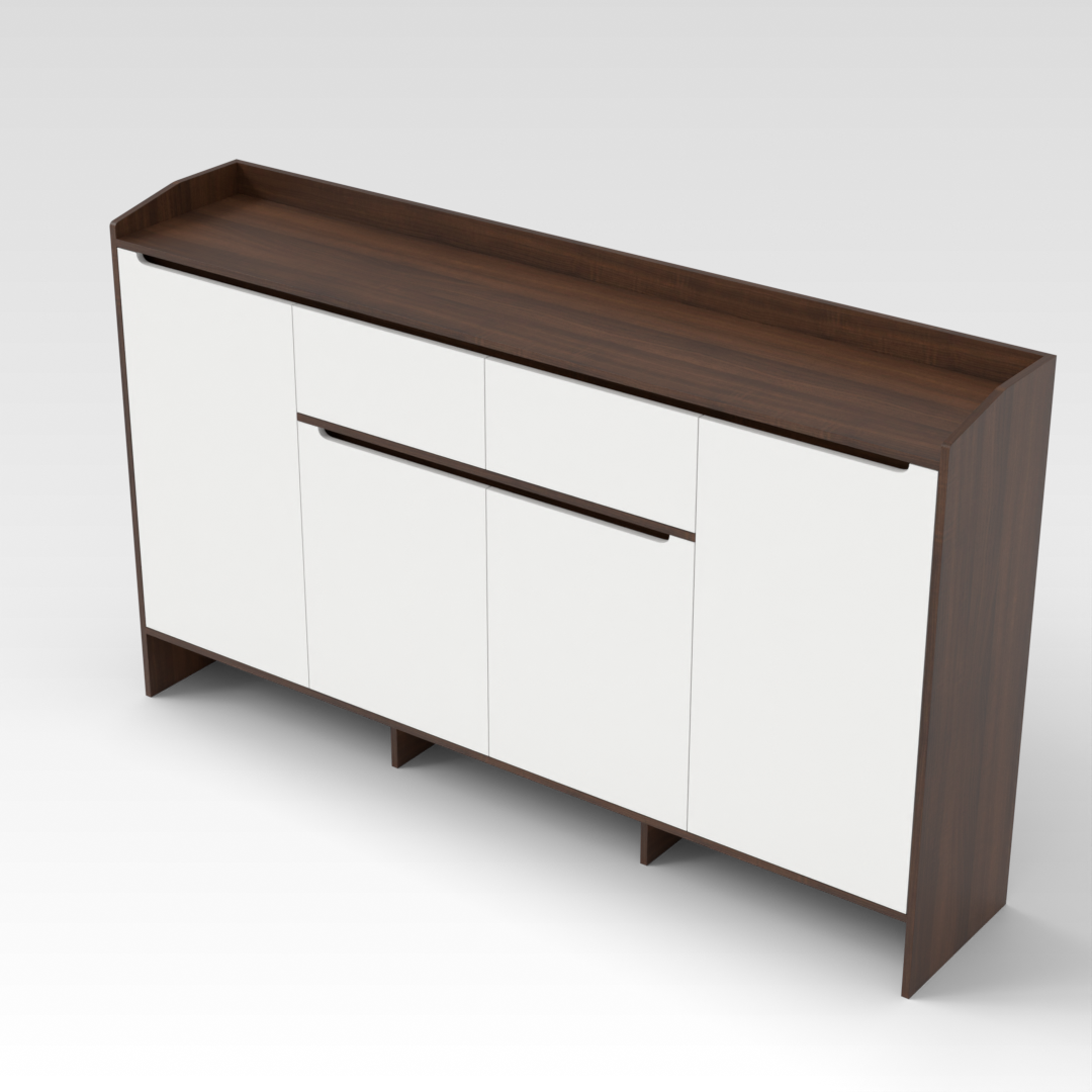 Prairie Oak & Warm White Shoe Cabinet