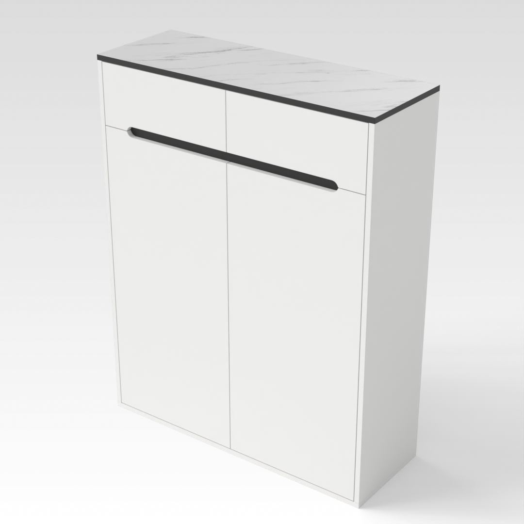Warm White & Black Shoe Cabinet