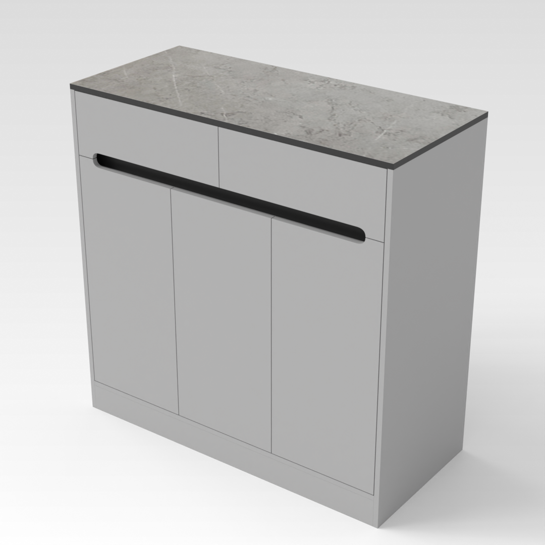 Light Gray & Brown Stone-Grain Top Shoe Cabinet